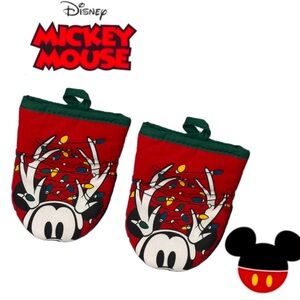 Disney 2 Pack Mickey Mouse Oversized Mini Mitts Christmas Lights MCM Retro Green